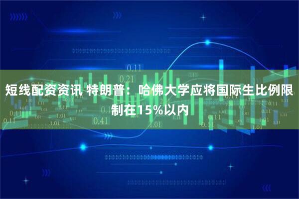 短线配资资讯 特朗普：哈佛大学应将国际生比例限制在15%以内